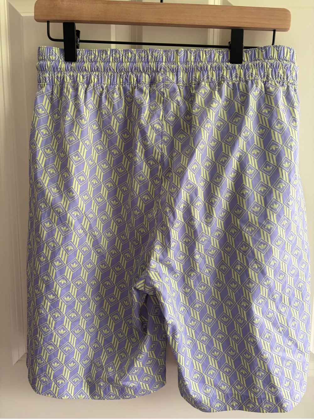 adidas Lavender & Light Lime Geo Icon Print drawstring athletic shorts size M - Picture 5 of 13